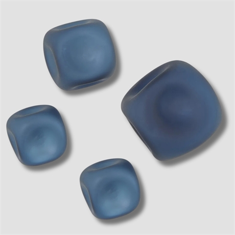 Global Views Frosted Blue Glass Wall Rock Decor – Set of 4 – Sculptural Wall Art