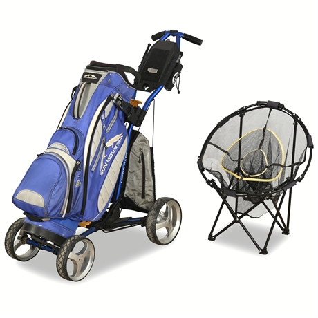 Golf Basics Bundle: Sun Mountain Cart, Bag & Chipping Net