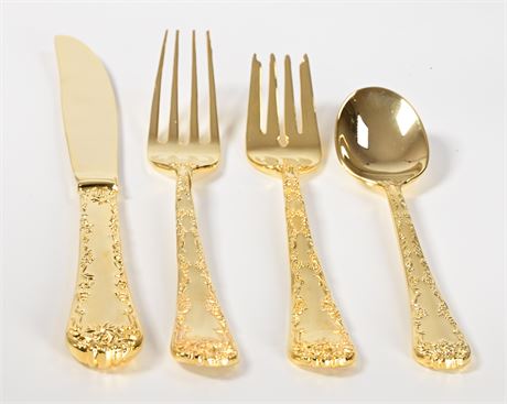 Rogers & Son "Enchanted Rose" Gold Toned Flatware in Case