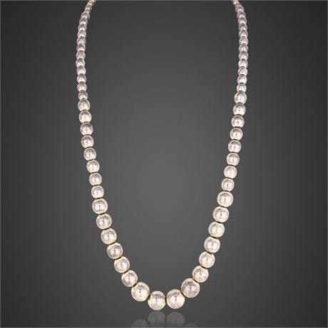 Vintage Sterling Navajo Pearl Necklace 28.5", 70g