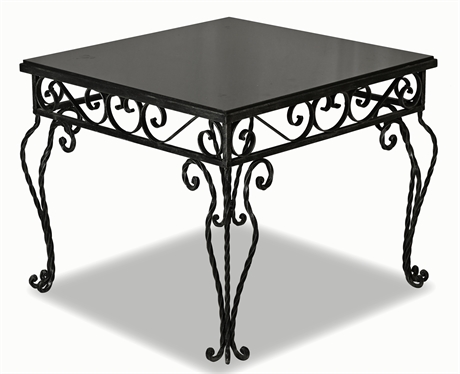 Elegant Wrought Iron Table with Granite Top