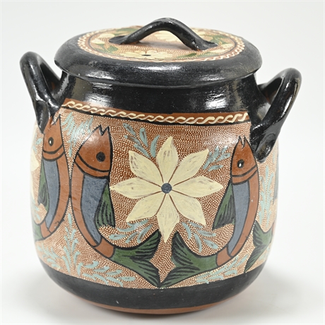 Vintage Tlaquepaque Petatillo Mexican 1940's Tureen Pot