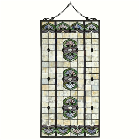 Art Nouveau-Inspired Stained Glass Hanging Panel