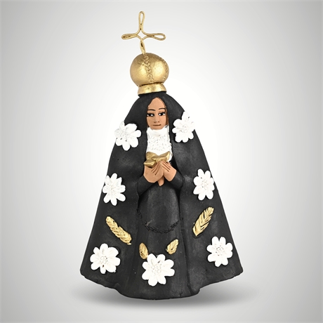 Guillermina Aguilar Clay Religious Figure Signed G.A.A. Folk Art