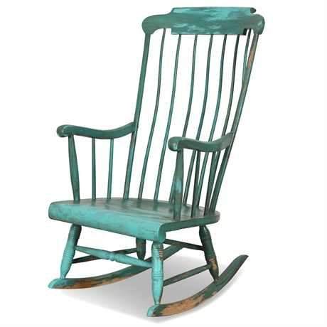 Nichols & Stone Co. Windsor Rocking Chair – Distressed Turquoise Finish