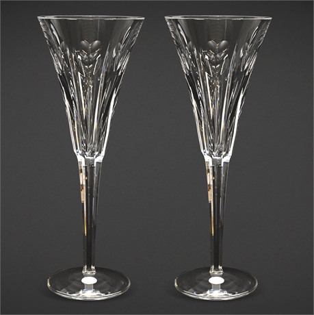 Waterford Millennium LOVE Champagne Flutes Pair