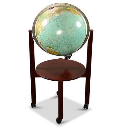 Scan Globe A/S Lighted World Globe in Wood Stand 1987