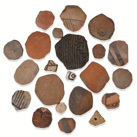 20 Ancestral Puebloan Pottery Sherds – Corrugated, Plainware & Painted