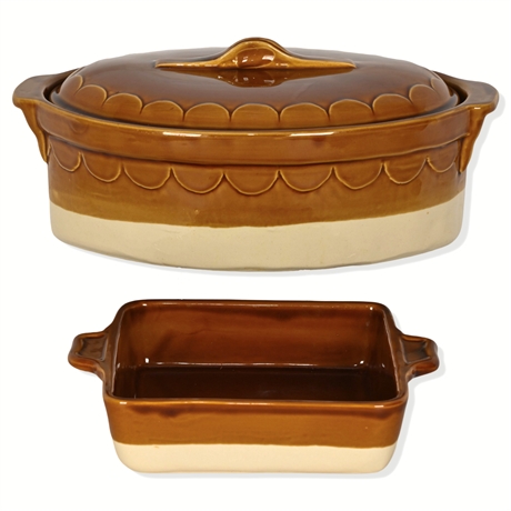 Pair of Emile Henry Dutch Oven & Two-Tone Baking Dish