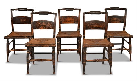 Connecticut Valley Hitchcock Rush Seat Side Chairs (Ca. 1850)
