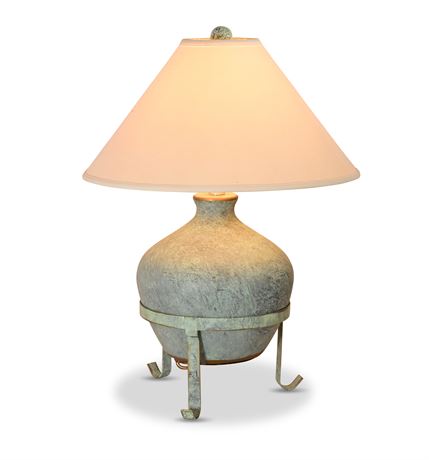 Ceramic Lamp with Forged Metal Stand
