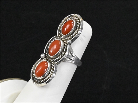 Vintage Navajo Sterling & Coral Ring