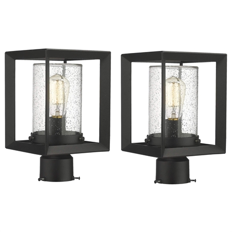 Pair of Emliviar Post Lights Outdoor Fixture 1-Light Lamp Post Lantern