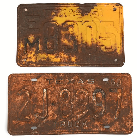 1951 and 1963 Texas License Plates