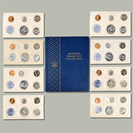 1957–1963 U.S. Proof Set Collection (8 Sets, Philadelphia Mint, Silver Coins)
