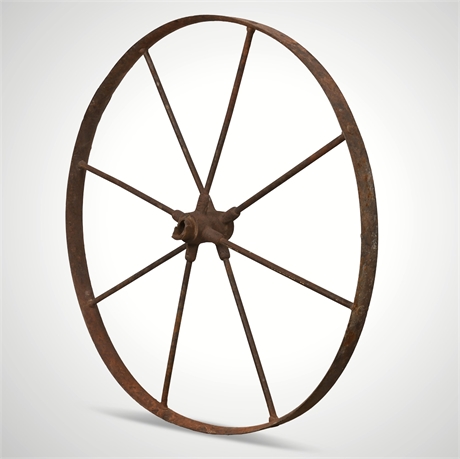 Antique Iron Wagon Wheel – 25½" Diameter, 8 Spokes, Pat. Nov 10 1881