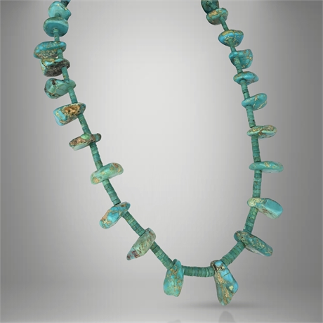 Navajo Kingman Turquoise Nugget & Heishi Necklace, 1950s