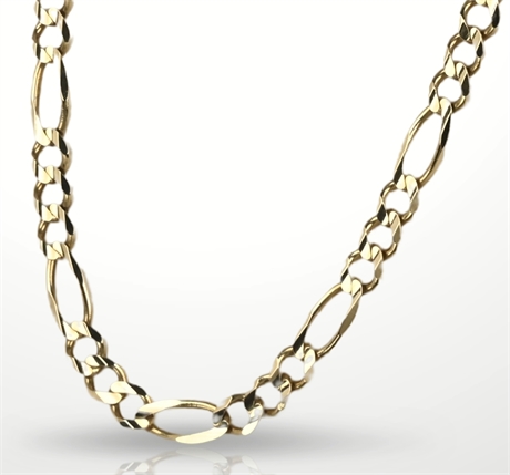 10K Gold Figaro Chain – Italian Made, 20" Length, 5.23mm Wide