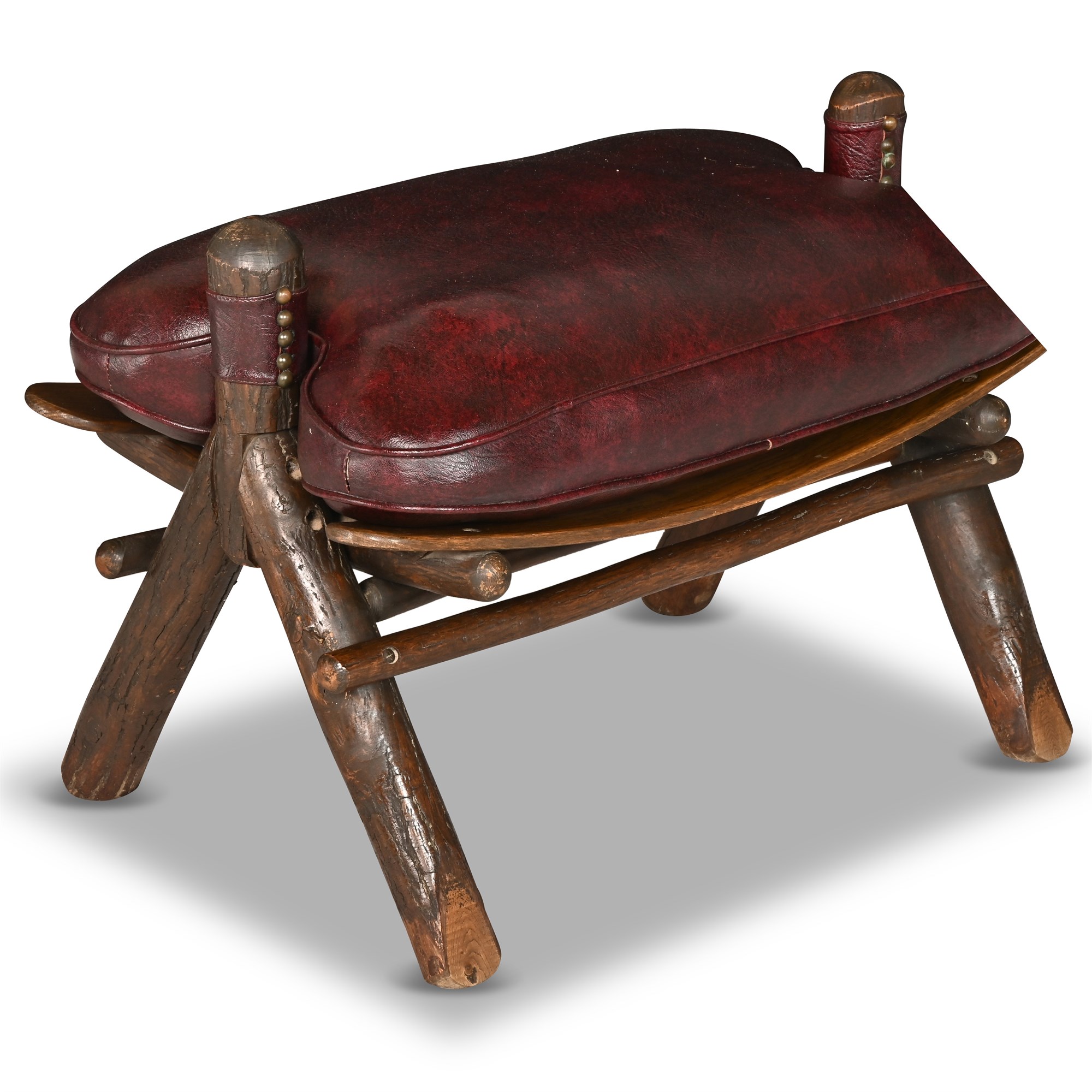 Lot - CAMEL SADDLE STOOL WITH LEATHER CUSHION