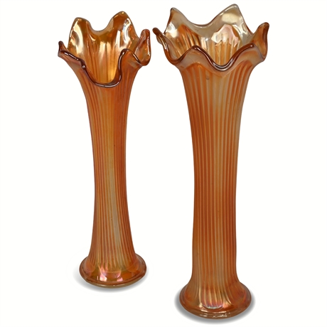 Pair of Carnival Glass Vases