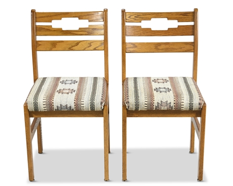 Pair Southwest Oak Chairs