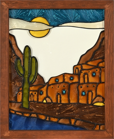 Pueblo Themed Faux Stained Glass Panel