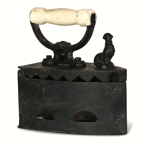 Antique Coal Iron with Rooster