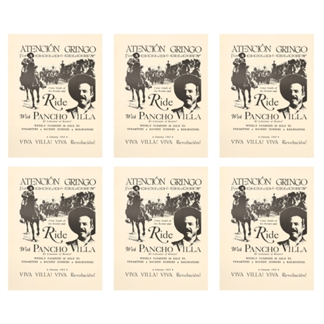 (6) Pancho Villa “Atención Gringo” Poster Reprints – 24" x 18"