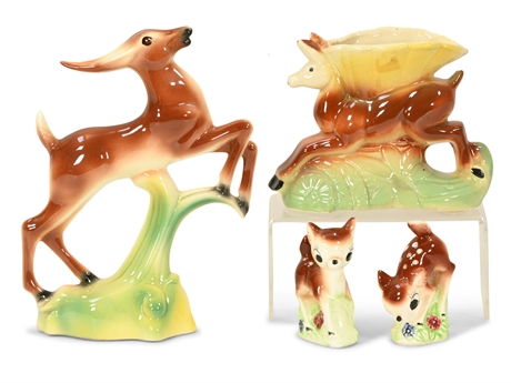 Whimsical Mid-Century Deer Pottery