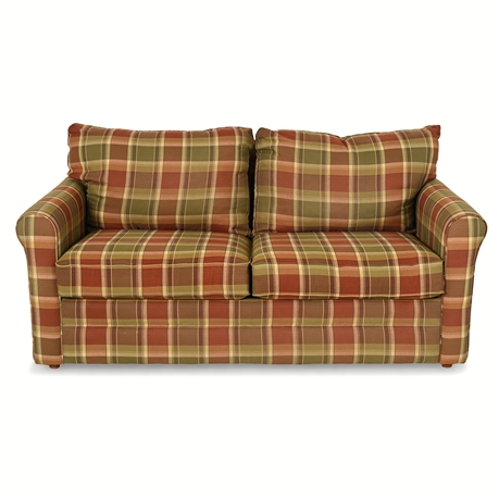 La-Z-Boy Plaid Sleeper Loveseat w/ Full Pull-Out Mattress