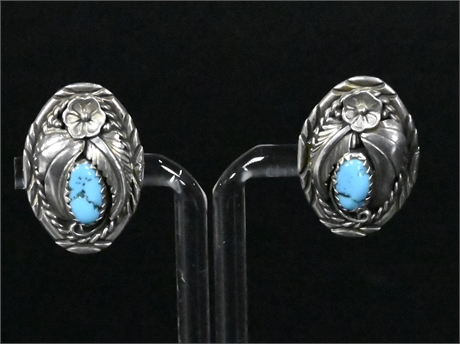 Sterling & Turquoise Clip on Earrings