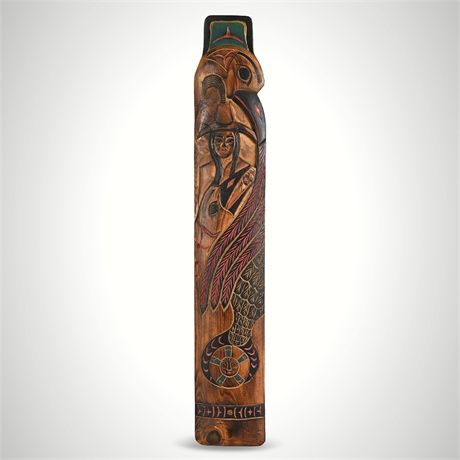 Ray Moore "Princess Raven" Carved & Painted Cedar Panel — Alaska Native Art