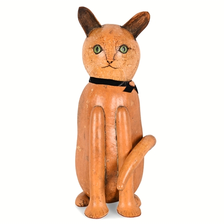 21" Folk Art Gourd Cat Sculpture by Betty Day, Signed & Dated 2008