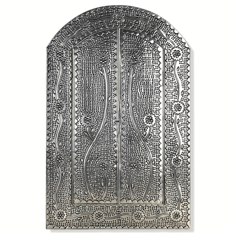 Mexican Pressed Steel Tri-Fold Wall Mirror – 27.25" x 17.5"