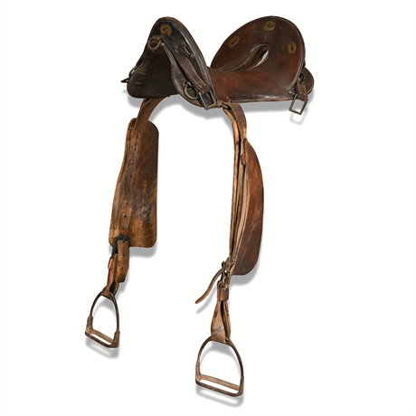 U.S. Army McClellan Model 1908 Military Horse Saddle with Girth & Stirrups
