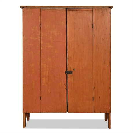 American Country Pine Pantry Cupboard, Original Milk Paint, 19th C.