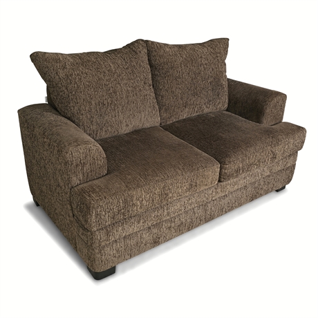 Jonar Plush Chenille Loveseat in Cocoa Brown