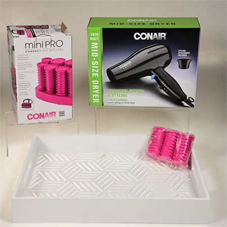 Conair Dryer, Hot Rollers, with Tray