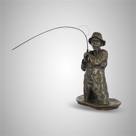 Mark Hopkins "The Fisherman" Bronze Sculpture, Signed Ltd. Ed. 942/2500, ©1989
