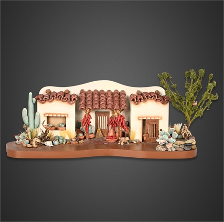 Adobe Hacienda Diorama by Cindy Duff, 1990 – Wood & Mixed Media