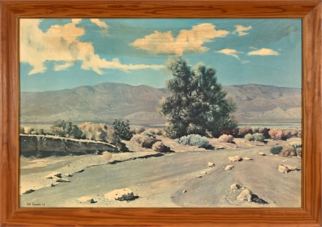 Bill Bender "Desert Wash" Mid-Century California Desert Landscape Print