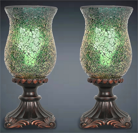 Pair 13" Mosaic Glass Accent Lamps