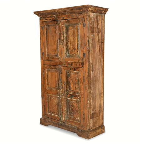 British Colonial 4-Door Cabinet, Solid Wood, c.1920