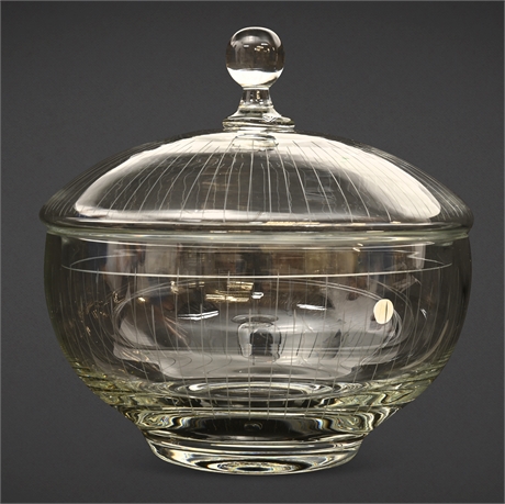 7" Romanian Crystal Covered Bowl – Optic Panel Etching