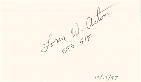 Loren W. Acton STS-51F Signed Index Card — Spacelab 2 Payload Specialist