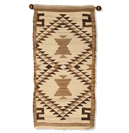 Navajo Saddle Blanket, 1960s–70s — Handwoven Wool w/ Display Hanger