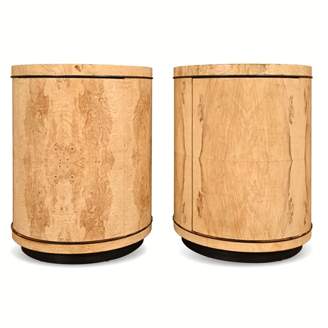 Scene Two Henredon Burl Drum Tables — Pair