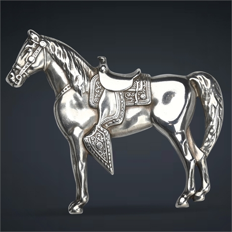 Vintage Equestrian Sterling Silver Horse Brooch