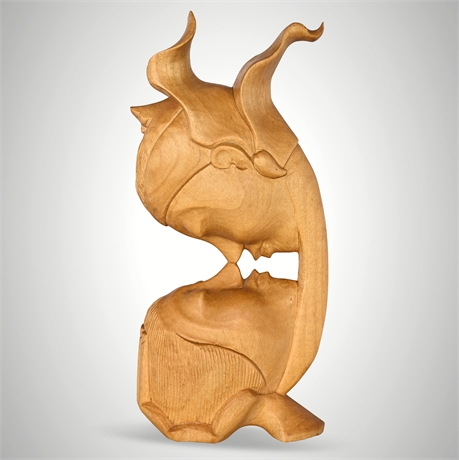 Balinese Hand-Carved Sculpture of Lovers