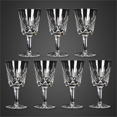 Waterford Lismore Crystal Wine Glasses – Signed Set of 7, 7"